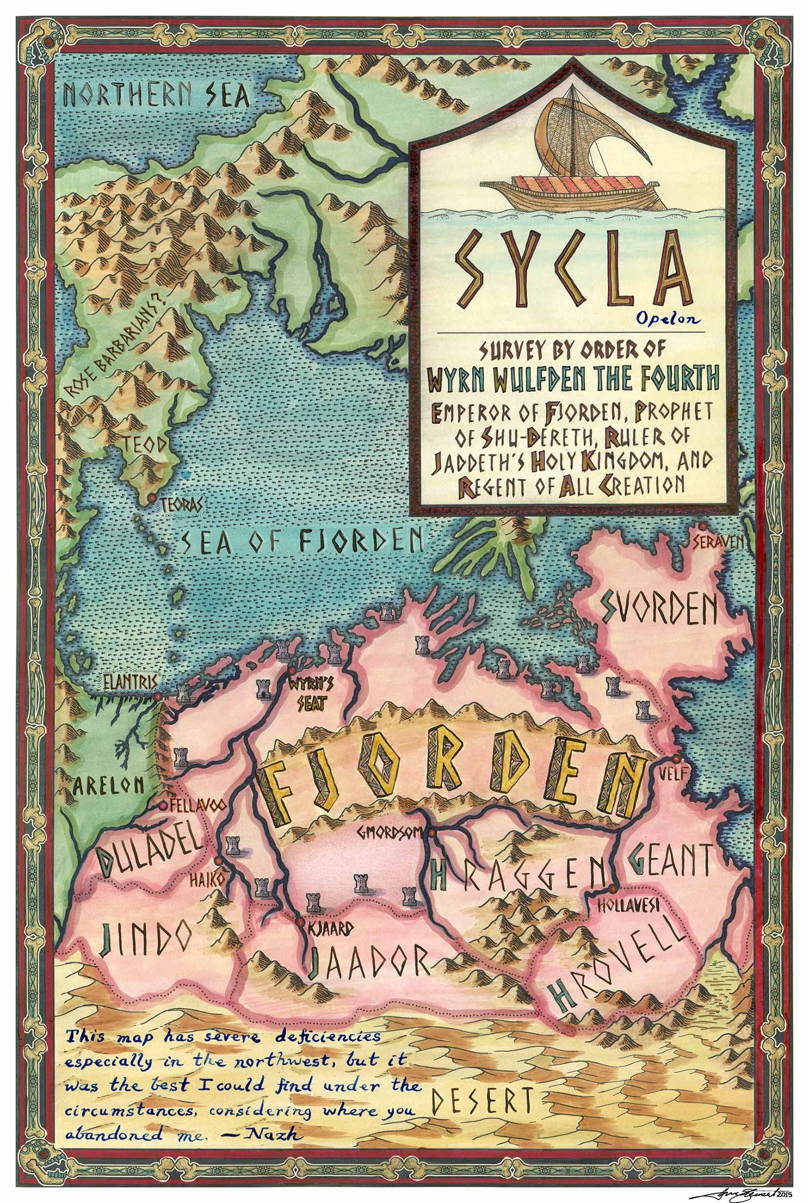 Elantris, edición X Aniversario - Mapa de Fjorden, por Isaac Stewart