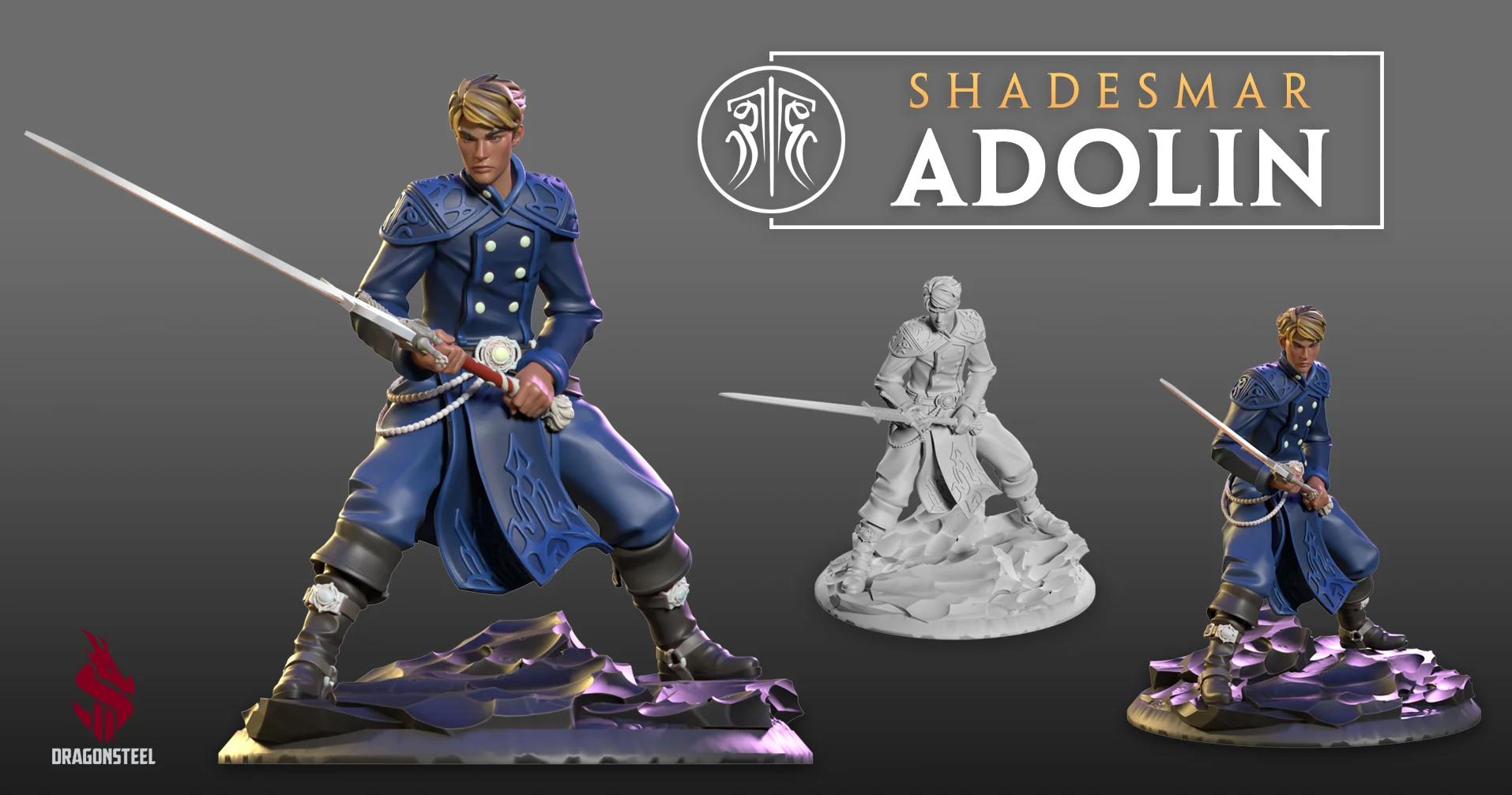 PREVIEW - Stormlight Premium Miniatures - Adolin en Shadesmar, modelo 3D